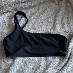 Asymmetric One-Shoulder Black Bikini Top